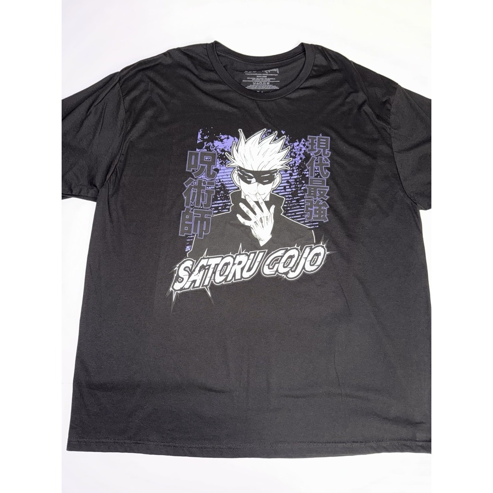 Jujutsu Kaisen Men T-Shirt 4XL Satoru Gojo Kanji Graphic Black 100% Cotton NEW